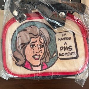 Vintage Pop Art Canvas coin purse with Red Trim